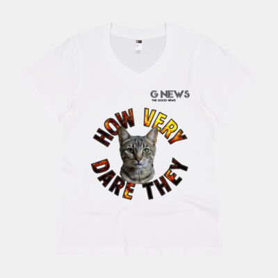 Monty How Very Dare They - Coloured Women's V Neck White Tee Thumbnail