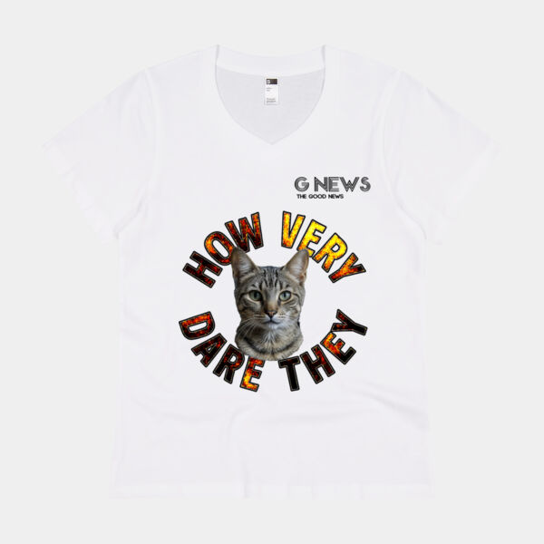 Monty How Very Dare They - Coloured Women's V Neck White Tee Thumbnail